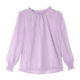 thumbnail image 1 of RUTAYY Children Girls Shirt Flocked Mesh Ruffle Blouse Long Sleeve Solid Color with Elastic Stand Collar Party Playful Classic Tops, 1 of 5