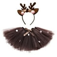 thumbnail image 1 of RUTAYY Children Girls Short Skirt Bowknot Polka Dot Tutu Skirt With Headbands 2 Piece Set Casual SunSkirt, Brown, One Size, 1 of 6