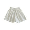 thumbnail image 1 of RUTAYY Children Girls' Shorts College Loose Shorts Elastic Waist Wide Leg Pants Holiday Vacation Beach, White, 3-4 Years, 1 of 3