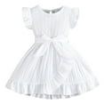 thumbnail image 1 of RUTAYY Children Girls Summer Dress Casual Floral Sleeveless Round Neck Ruffled Waistband Beach Dress fors Lightweight Comfortable fashion Dresses, White, 5-6 Years, 1 of 9