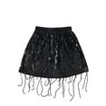 thumbnail image 1 of RUTAYY Children Girls Summer Dresses Fringe Sequin Dresses Chic A-Line fashion Dresses, Black, 5-6 Years, 1 of 9