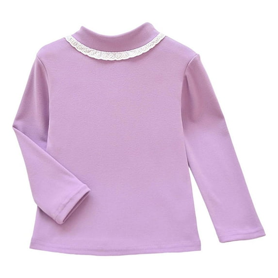 RUTAYY Children Girls Thermal Shirt Long Sleeve Solid Color Fall Winter Warm Half Turtleneck Base Layer Tops Soft Plush Comfortable Relaxed Classic Tops