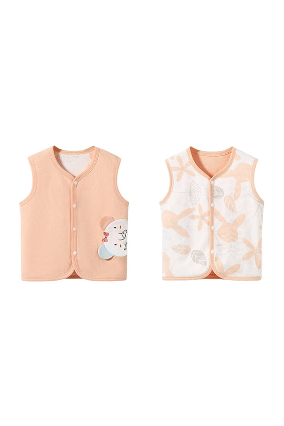 Children Girls Vest Jacket Autumn Winter Sleeveless Warm Cartoon Pig Dog Print Tops Holiday Chic Coat