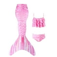 thumbnail image 1 of RUTAYY Colorful Fish Tail Swimsuit Kids Realistic Swimming Monofin Included Bikini Set With High Waisted Bottoms And Top Beach Vacation Bohemian Swimwear Beachwear, 6-7 Years, 1 of 5