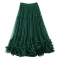 thumbnail image 1 of RUTAYY Elegant Party Skirt Women Layered High Waist Flared Midi Skirt For Evening Gala Prom Night Out Formal Occasions Solid Color Casual Travel Skirts, 1 of 3