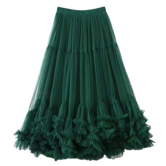 RUTAYY Elegant Party Skirt Women Layered High Waist Flared Midi Skirt For Evening Gala Prom Night Out Formal Occasions Solid Color Casual Travel Skirts