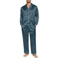 thumbnail image 1 of RUTAYY Family Matching Pajamas Long Sleeve Silk Satin Sleepwear Solid Color Loungewear Tops and Pants Soft Comfortable Classic Versatile Sets, 1 of 7