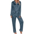 thumbnail image 1 of RUTAYY Family Matching Pajamas Long Sleeve Silk Satin Sleepwear Solid Color Loungewear Tops and Pants Soft Comfortable Fashion Playful Sets, 1 of 8