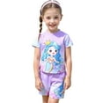 thumbnail image 1 of RUTAYY Girl Swimsuits Summer Short Sleeve Cartoon Prints Swimwear Beach Swimsuit Bikini Water Sport Swimsuit , Purple, 4-5 Years, 1 of 6