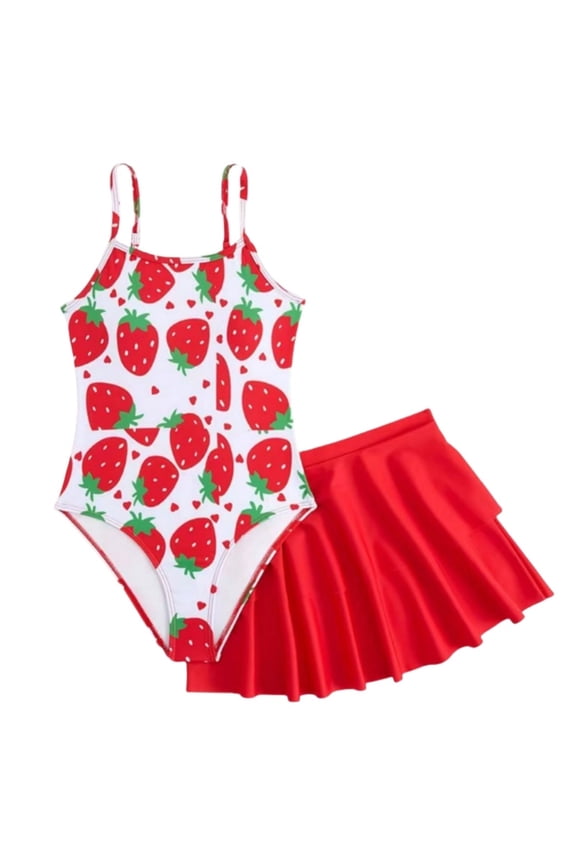 Girl's 2PCS Flower Printing Swimsuit Bathing Suit High Waist Bikini Sets With Cover Up Beach Vacation Tropical Swimwear Beachwear, 11-12 Years