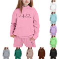 thumbnail image 1 of RUTAYY Girls 2 Piece Casual Outfit Long Sleeve Graphic Print Hooded Sweatshirt Elastic Jogger Pants Kids Daily Playwear Pink, 1 of 4