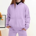 thumbnail image 1 of RUTAYY Girls 2 Piece Daily Set Long Sleeve Zip Up Hooded Jacket Side Pocket Jogger Trousers Kids Casual Loungewear Light Purple, 1 of 3
