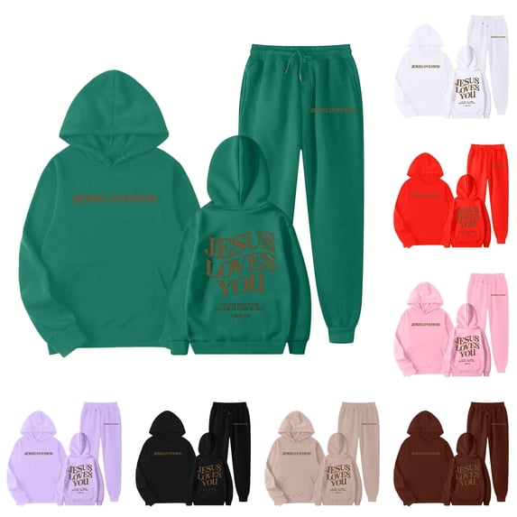 RUTAYY Girls 2 Piece Outfit Letter Print Long Sleeve Hoodie and Sweatpants Set for Daily Wear Dark Green