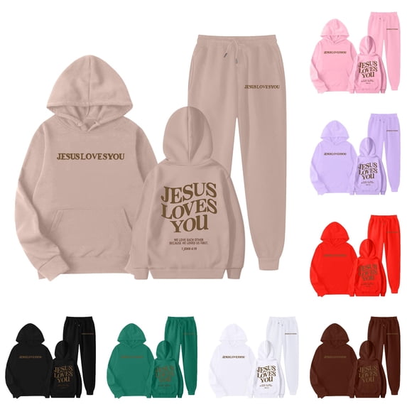 RUTAYY Girls 2 Piece Outfit Letter Print Long Sleeve Hoodie and Sweatpants Set for Daily Wear Khaki