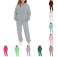 thumbnail image 1 of RUTAYY Girls 2 Piece Outfit Long Sleeve Hoodie and Sweatpants Set Polka Dot Print Casual Daily Wear Grey, 1 of 4