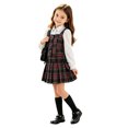 thumbnail image 1 of RUTAYY Girls 2 Piece Set Plaid Sleeveless Vest Long Sleeve Blouse Pleated Skirt Casual School Ensemble, White, 1 of 8