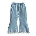 thumbnail image 1 of RUTAYY Girls Casual Heart Embroidery Flared Jeans For Toddler Kids Comfortable Stretchy Denim Pants Everyday Spring Summer Trousers Leisure Pants, 1 of 7