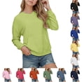 thumbnail image 1 of RUTAYY Girls Crewneck Sweatshirt Solid Color Plain Long Sleeve Casual Fall Pullover Tops with Front Pocket for Kids, 1 of 5