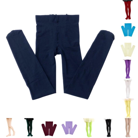 RUTAYY Girls Dance Tights Solid Color High Waist Footed Stretchy Ballet Bottoms Navy