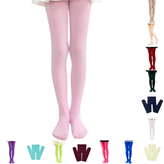 RUTAYY Girls Dance Tights Solid Color High Waist Footed Stretchy Ballet Bottoms