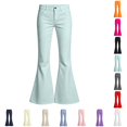 thumbnail image 1 of RUTAYY Girls Flare Jeans Solid Color Button Zipper Fly with Pockets Mid Waist Casual Denim Bottoms, 1 of 7