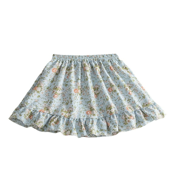 RUTAYY Girls Floral Short Skirt Soft Stretch Waist Outdoor Dress Comfortable Casual Daily Wear Pleated Elegant Stylish Skirt