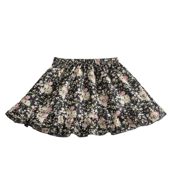 RUTAYY Girls Floral Short Skirt Soft Stretch Waist Outdoor Dress Comfortable Casual Daily Wear Pleated Fun & Vibrant Designs
