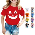 thumbnail image 1 of RUTAYY Girls Halloween Graphic T-Shirt Crew Neck Pumpkin Print Short Sleeve Casual Tee Red, 1 of 5