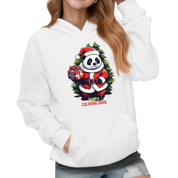 RUTAYY Girls Holiday Hoodie Cute Print Pullover Sweatshirt Long Sleeve Soft Cozy Warm Christmas Party Top Gift, White