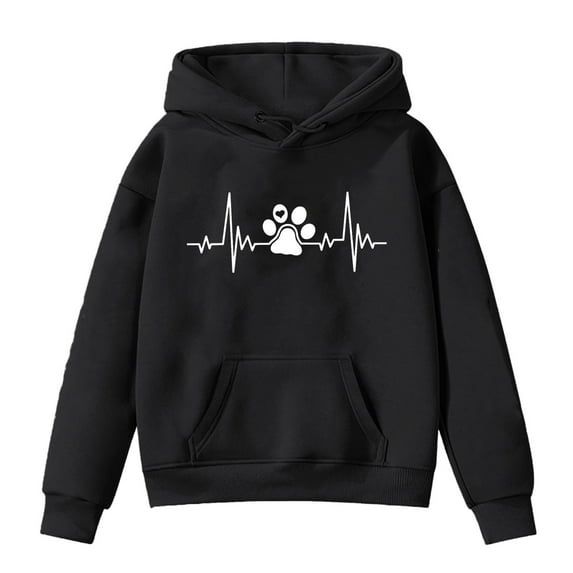RUTAYY Girls Hoodies Cute Print Knit Long Sleeve Crewneck Daily Wear Trendy Versatile Hooded Sweatshirt