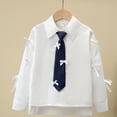 thumbnail image 1 of RUTAYY Girls Long Sleeve Blouse Turndown Collar Solid Color Sleeve Bow Decor Shirt with Tie White, 1 of 9