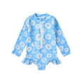 thumbnail image 1 of RUTAYY Girls Long Sleeve Colorful Floral Swimsuit With Full Zip Cartoon Rash Guard For Hot Spring & Beach Resort Pool Brazilian Swimwear Beachwear, 3-4 Years, 1 of 5