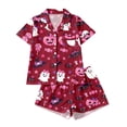 thumbnail image 1 of RUTAYY Girls Pajama Set Halloween Ghost Pumpkin Candy Star Print 2 Piece Short Sleeve Notch Neck Top Shorts Kids Loungewear Casual Home Outfit, 1 of 9