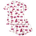 thumbnail image 1 of RUTAYY Girls Pajama Set Sweet Cherry Bow Graphic 2 Piece Sleep Set Short Sleeve Notch Neck Kids Nighttime Casual Outfit White, 1 of 4