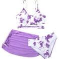 thumbnail image 1 of RUTAYY Girls Rash Guard Swimsuits 3 Piece Bathing Suit High Waist Bikini Sets With Cover Up Quick Dry, Purple, 7-8 Years, 1 of 4