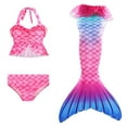 thumbnail image 1 of RUTAYY Girls Rash Guard Swimsuits 3Pcs Bikini Bathing Suit Set Fish Tail Quick Dry, Pink, 6-7 Years, 1 of 5