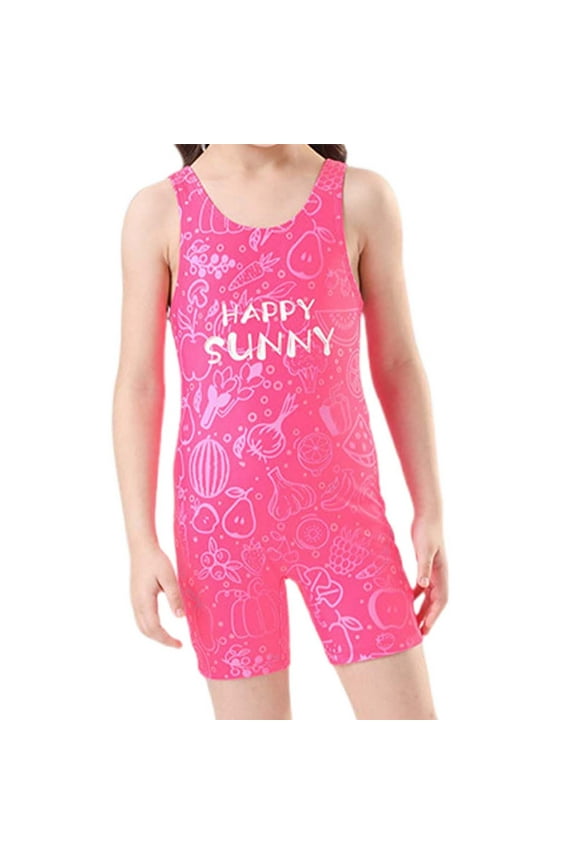 Girls Rash Guard Swimsuits Training Swimwear Ideal Pools And Spas Sun Protection, Hot Pink, L