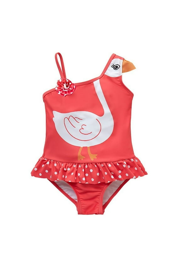 Girls Red Swan Swimsuit Quick Drying Middle And Big Boys Girls Cartoon Cute Children Swimsuit 18 Years Old Beach Vacation Bohemian Swimwear Beachwear, 6-12 Months