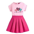 thumbnail image 1 of RUTAYY Girls Skirt Outfits Sets Two Piece Short Sleeve Heart Pattern Top T Shirt And Skirt Set Cute Sweet Clothing, Hot Pink, 8-9 Years, 1 of 8