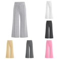 thumbnail image 1 of RUTAYY Girls Sweatpants Drawstring Elastic Waist Loose Fit Wide Leg Kid Trousers Everyday Casual Wear Light Gray, 1 of 8