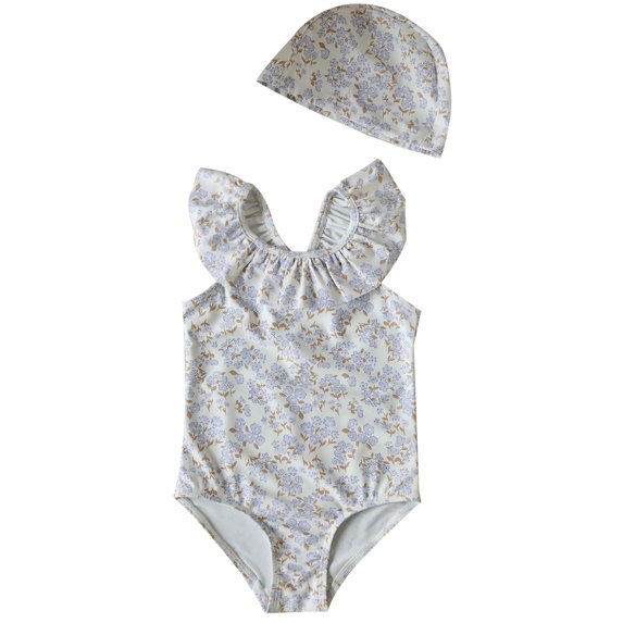 RUTAYY Girls Swimwear Floral Bathing Suit For Toddler Kids Outdoor Summer Beach Play 2-8 Years Pool Resort Beachwear, 7-8 Years