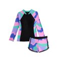 thumbnail image 1 of RUTAYY Girls Swimwear Long Sleeve Rash Guard With Shorts Sun Cartoon Swim Suit For Kids Pool Beach Summer Water Play Vacation Bohemian Beachwear,9-10 Years, 1 of 6