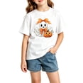 thumbnail image 1 of RUTAYY Girls T-Shirt Crew Neck Short Sleeve Halloween Bow Ghost Pumpkin Graphic Casual Tee White, 1 of 3