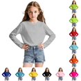 thumbnail image 1 of RUTAYY Girls T-Shirt Long Sleeve Solid Color Crew Neck Casual Layering Everyday Tees Grey, 1 of 9