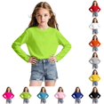 thumbnail image 1 of RUTAYY Girls T-Shirt Long Sleeve Solid Color Crew Neck Casual Layering Everyday Tees Light Green, 1 of 9