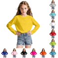 thumbnail image 1 of RUTAYY Girls T-Shirt Long Sleeve Solid Color Crew Neck Casual Layering Everyday Tees Yellow, 1 of 9