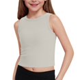 thumbnail image 1 of RUTAYY Girls Tank Top Simple Crew Neck Sleeveless Solid Color Cropped Top School Everyday Wear Light Gray, 1 of 5