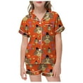 thumbnail image 1 of RUTAYY Girls Thanksgiving Pajama Set Turkey Pumpkin Design Short Sleeve Top Shorts Kids Festive Sleep Outfit, Orange, 1 of 4