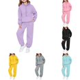 thumbnail image 1 of RUTAYY Girls Tracksuit Solid Color Half Zip Pocket Hoodie Jogger Pants 2 Piece Outfit Set Purple, 1 of 9