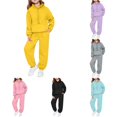 thumbnail image 1 of RUTAYY Girls Tracksuit Solid Color Half Zip Pocket Hoodie Jogger Pants 2 Piece Outfit Set Yellow, 1 of 9